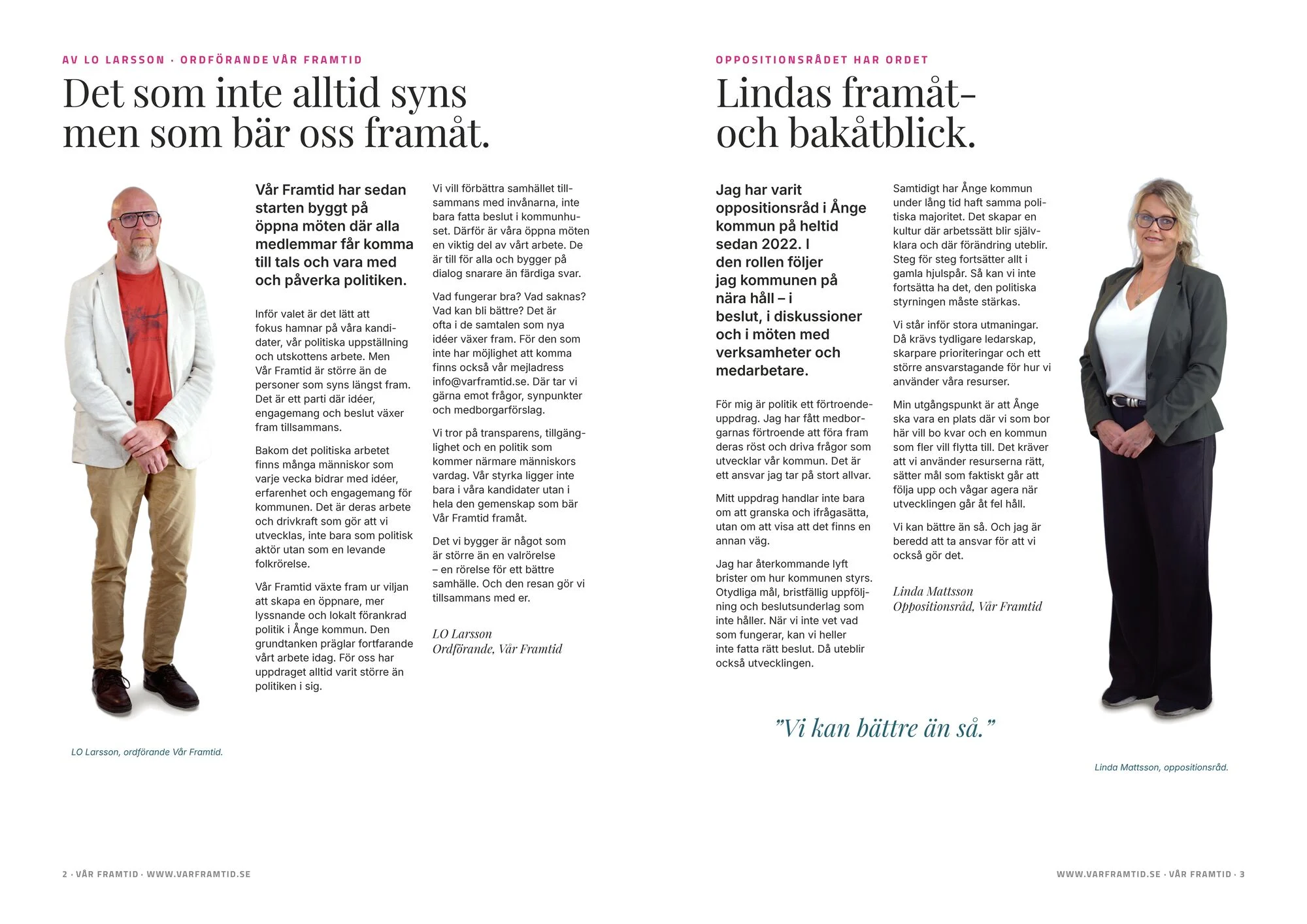 Valtidningen 2026, uppslag sidorna 2–3