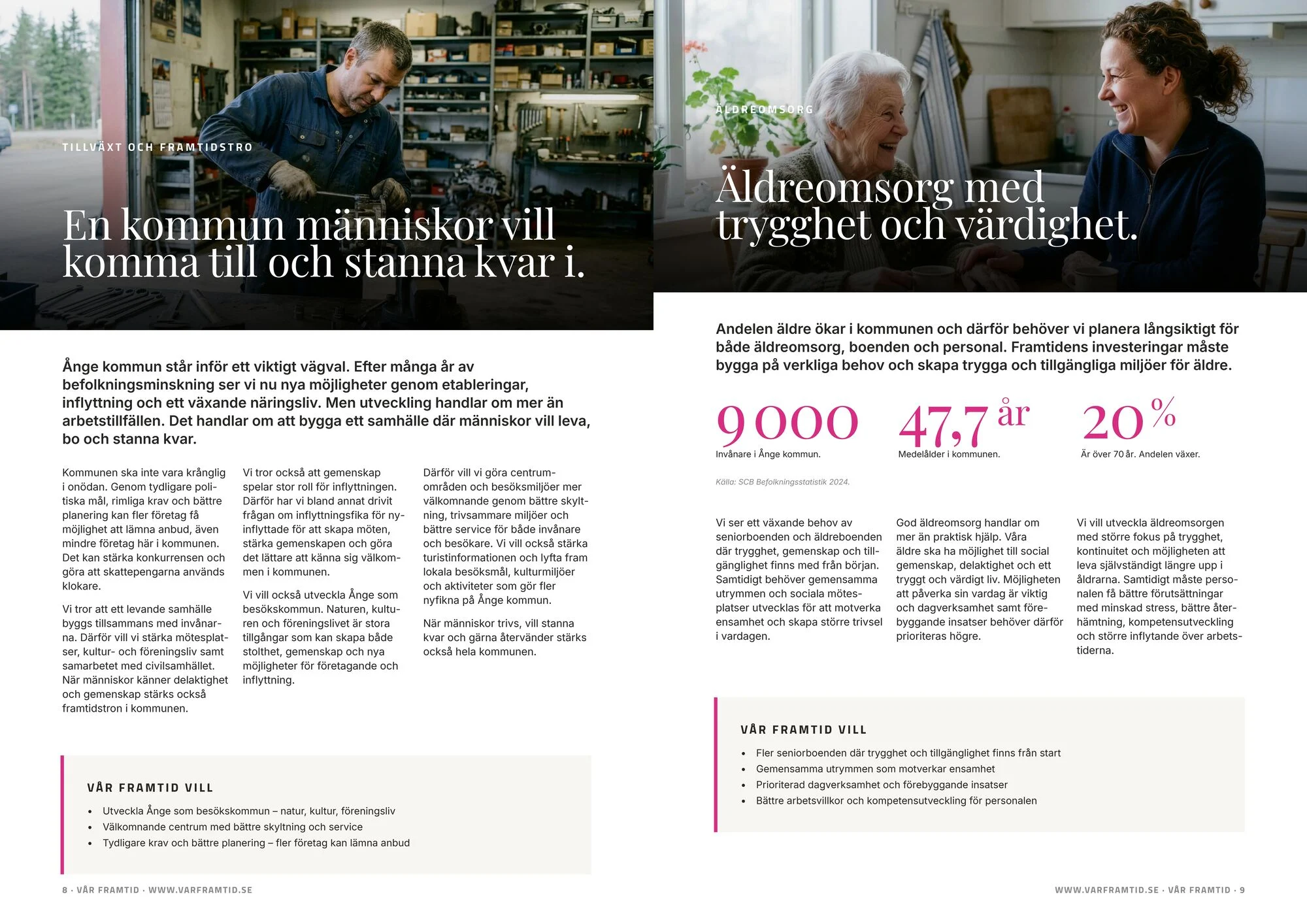 Valtidningen 2026, uppslag sidorna 8–9